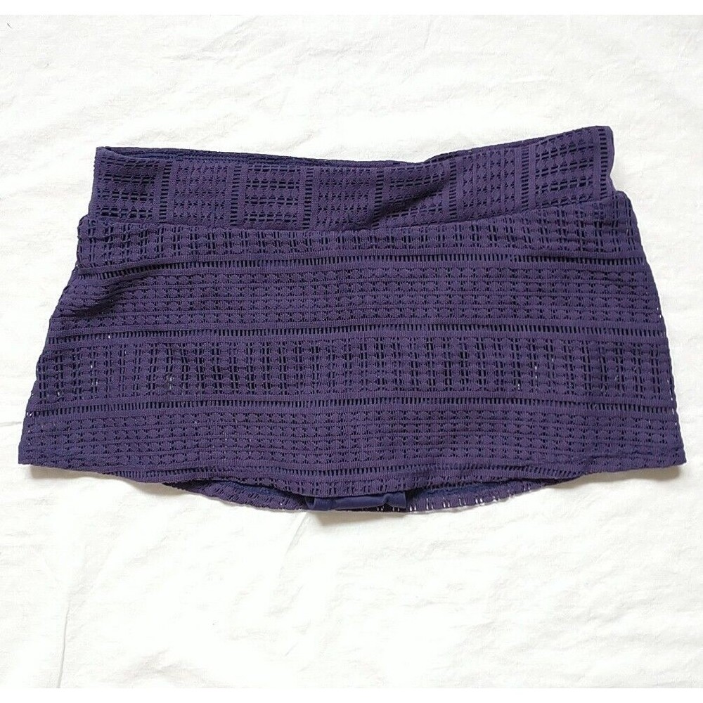 Anne Cole Signature Skirtini Bikini Bottom Skirt M Purple Crochet Eyelet New